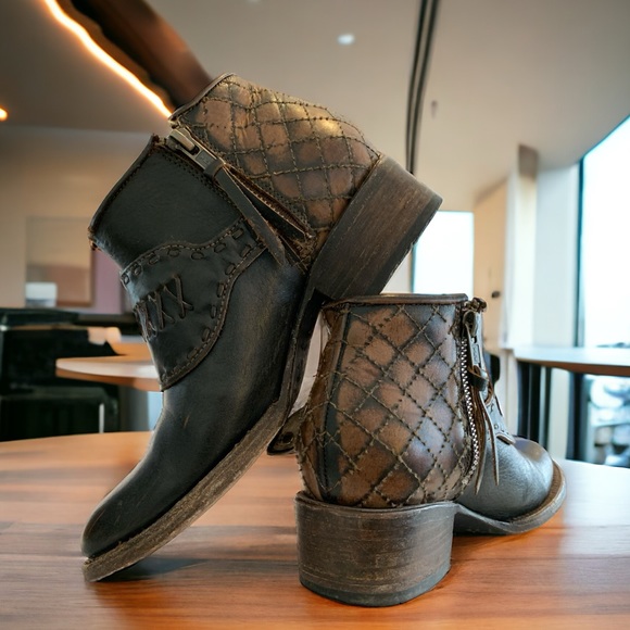 FREEBIRD GRAND Chocolate brown Tan Leather ANKLE BOOTIES - Picture 10 of 12